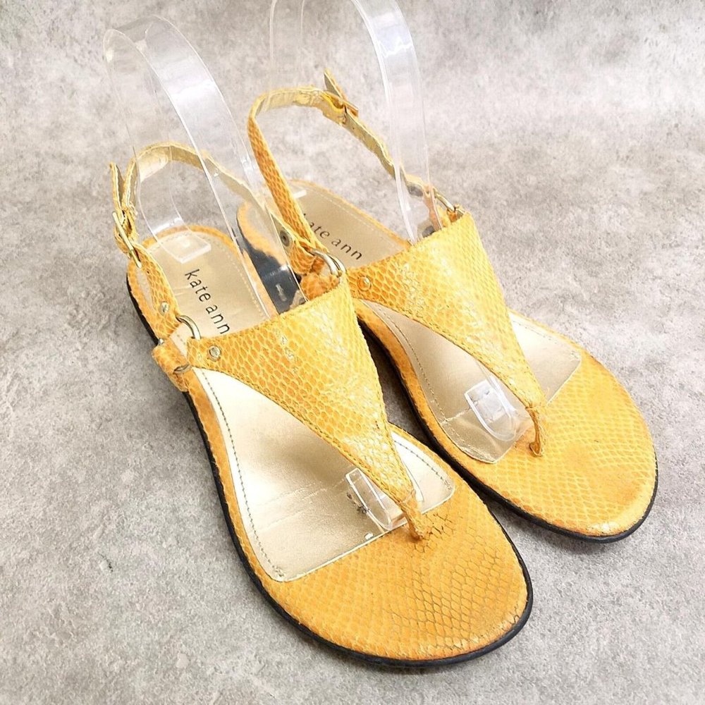 Kate Ann Womens  024-6039 Size 6.5 Yellow  Thong Slingback Sandals